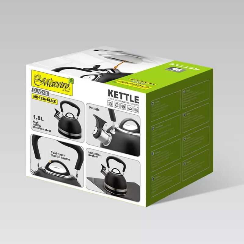 Maestro MR-1336 (MR-1336-BLACK) bollitore 1,8 L nero