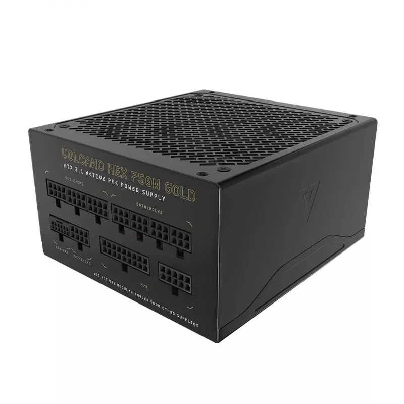 Alimentatore MODECOM VOLCANO HEX GOLD 750W, 80 PLUS Gold, ATX 3.1, modulare, ventola 14 cm
