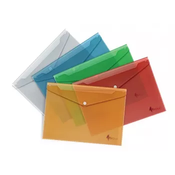 Busta con stampa Forpus, A4, plastica, rossa, trasparente