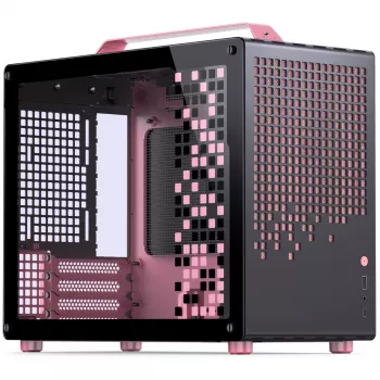 Jonsplus MATX Handle Case Z20 nero-rosa – case Mini/Micro/Flex-ATX con maniglia