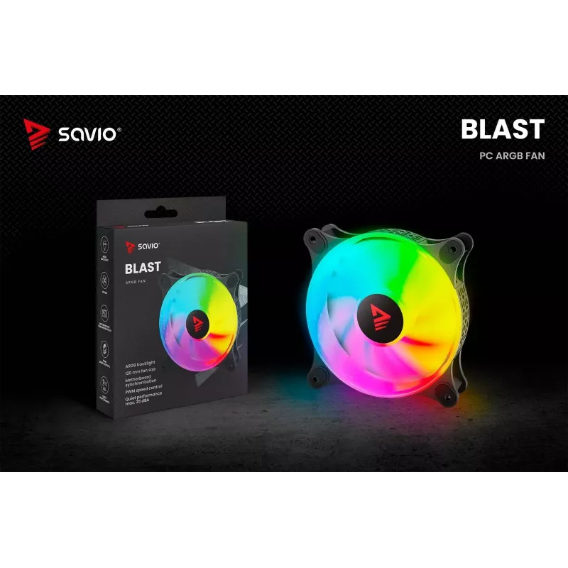 SAVIO Blast ventola per case 120mm ARGB PWM - Nero