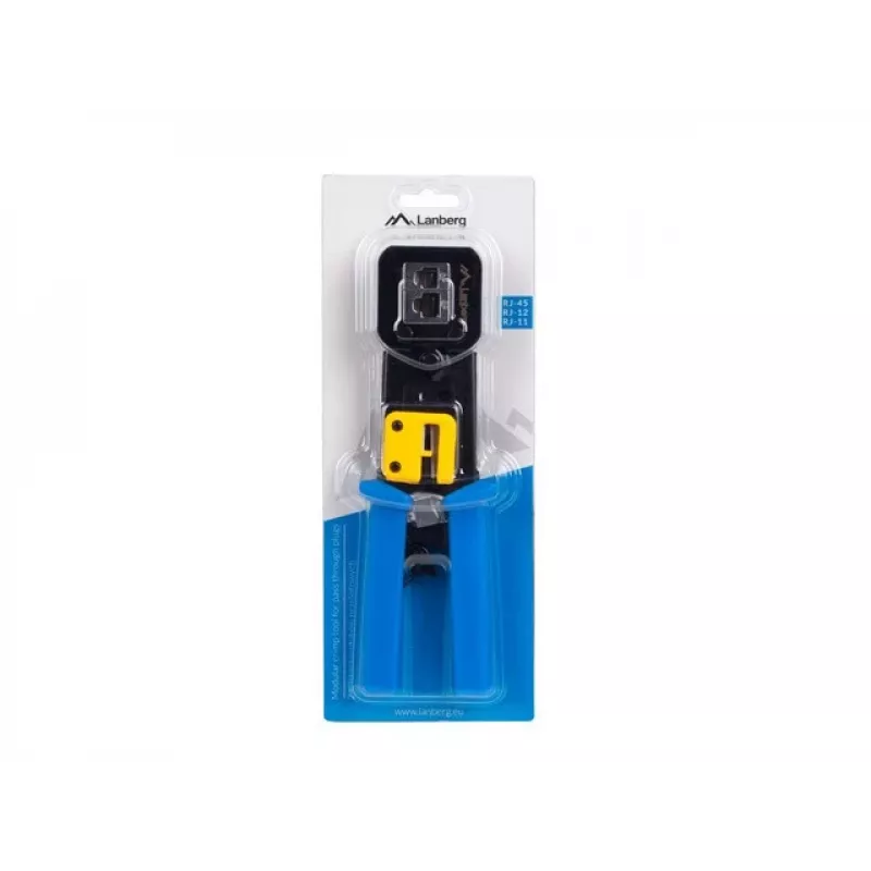 Lanberg NT-0204 pinza crimpatrice per connettori passanti RJ45, RJ12, RJ11, nera/blu