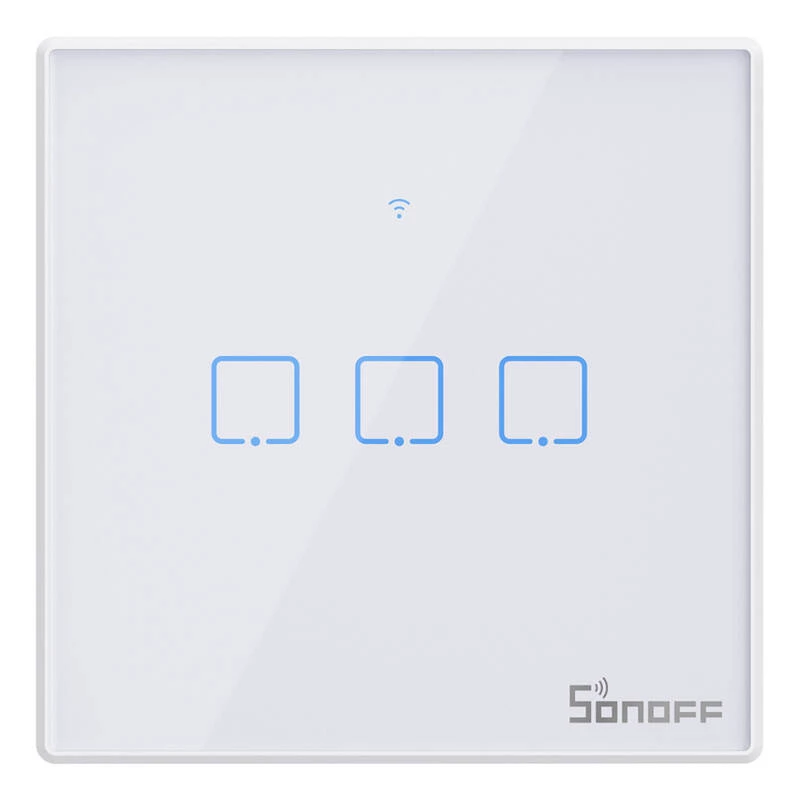 Interruttore luminoso smart da parete Sonoff T2 EU TX 3 canali Wi‑Fi + RF 433