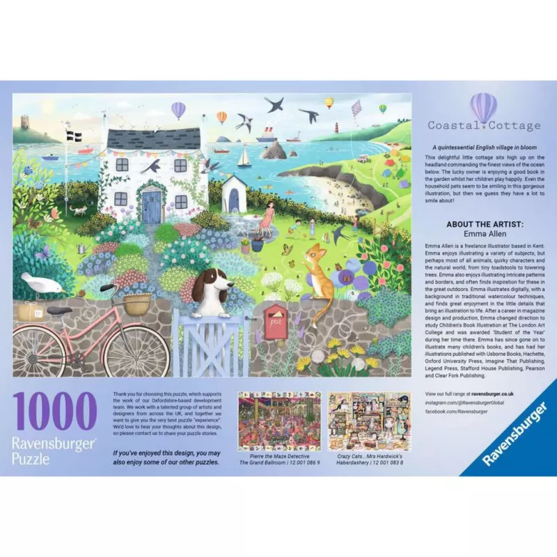 Puzzle Ravensburger Coastal Cottage 1000 pezzi, 700 mm di larghezza, 2 mm di spessore