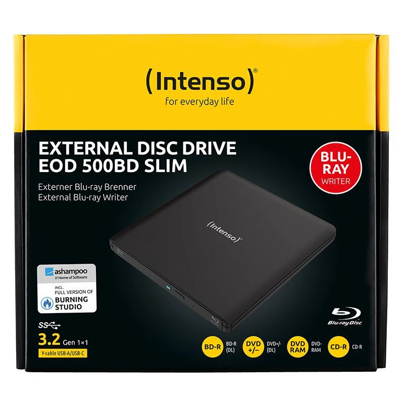 Intenso EOD 500BD Slim masterizzatore Blu-ray esterno, USB 3.2 Gen 1, nero