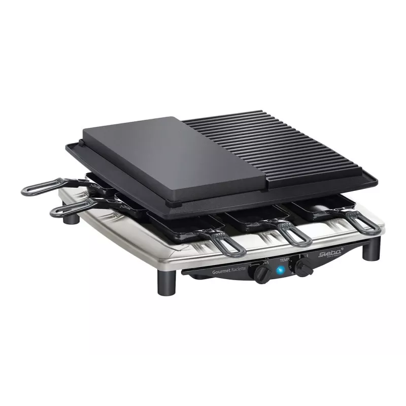 Steba RC 4 Plus Deluxe Chrome griglia raclette, acciaio inox/nero