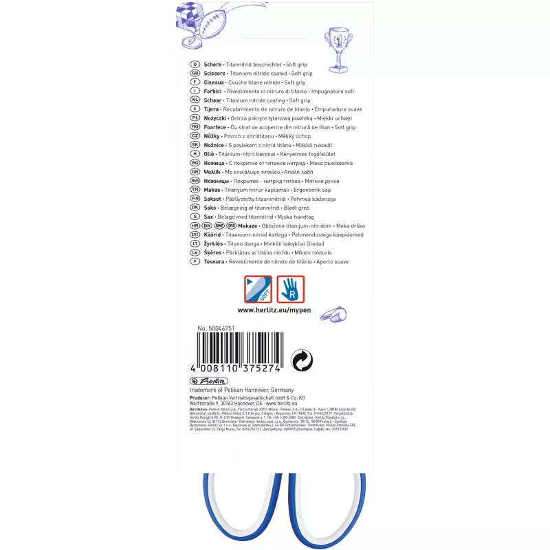 Penna singola Herlitz my.pen Straight Cut Blu Bianco