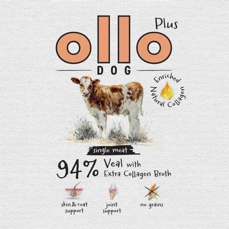 Ollo Plus Collagen vitello 400 g scatoletta per cani