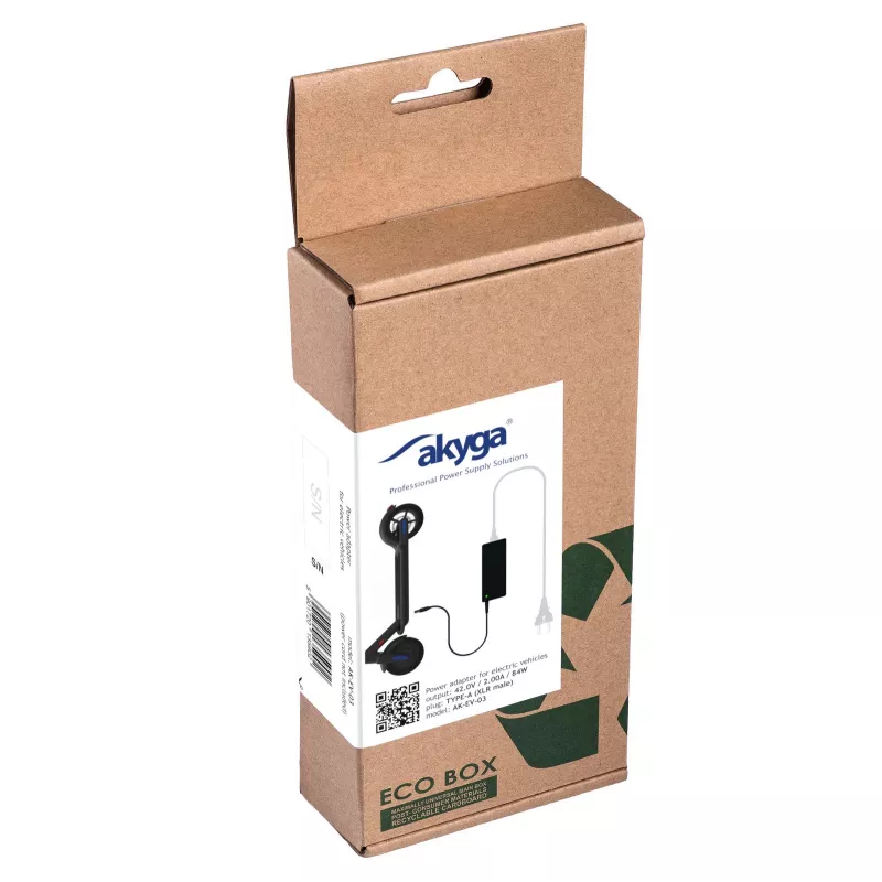 Akyga AK-EV-03 caricabatterie per e-bike e e-scooter con batteria da 36 V, 42 V / 2 A, 84 W, connettore maschio XLR 3 pin, 1 m