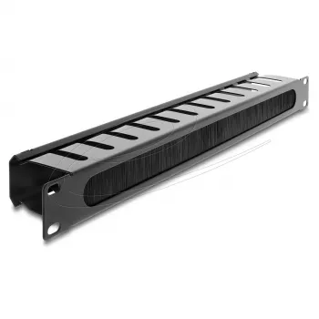 Delock 67628 pannello di gestione cavi da 19" con spazzola, 1U, nero
