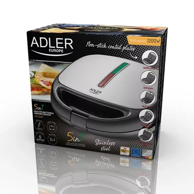 Adler AD 3040 sandwich maker 1200 W nero, grigio