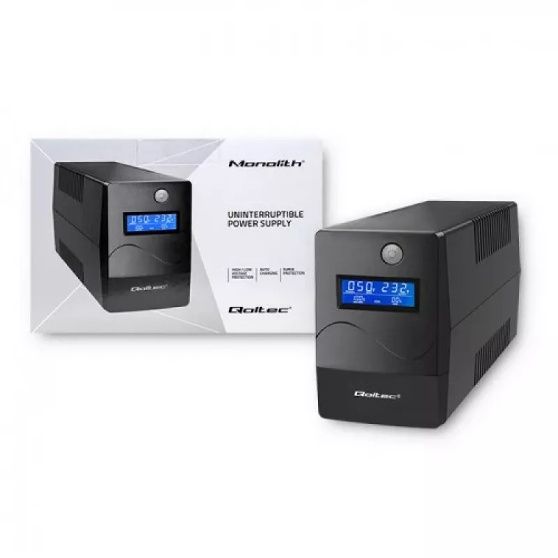 Qoltec Monolith UPS (gruppo di continuità) doppia conversione (online) 1 kVA 600 W 2 prese Schuko