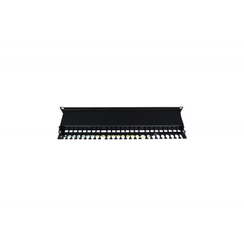 Patch panel 19 pollici 24 porte, CAT6, S/FTP, 1U, gestione cavi, nero (completo)