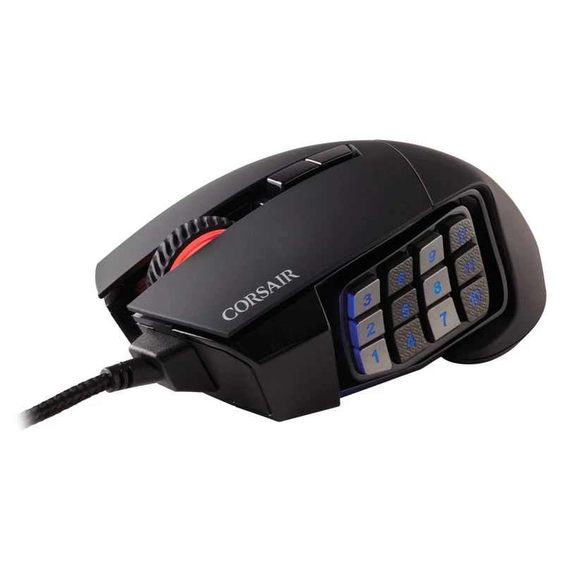 Mouse da gaming Corsair Scimitar RGB Elite, ottico, con filo, 17 tasti, 18000 dpi, nero