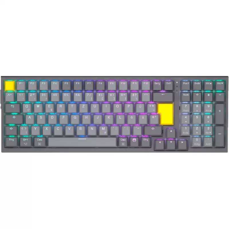 Celeris 1800, Tastiera da gaming grigia, layout DE, ENDORFY gialla by Gateron