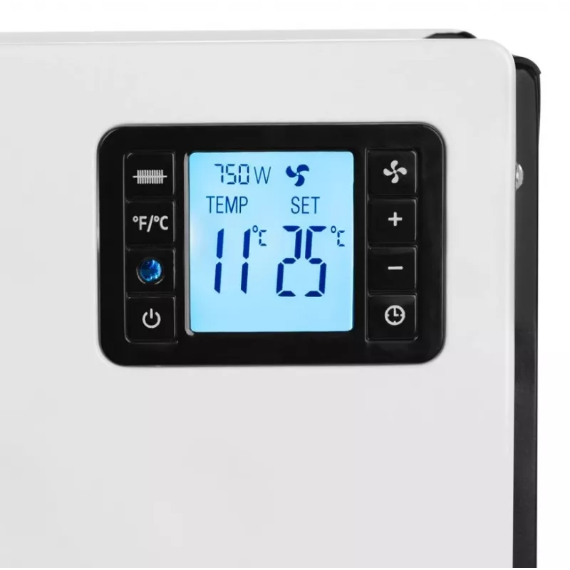 Convettore elettrico NOVEEN CH8000 — 2000 W, 3 livelli di potenza, timer, telecomando, bianco