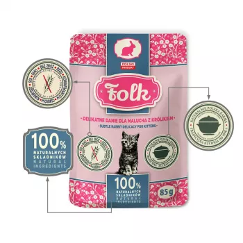 FOLK Kitten deliziosa prelibatezza di coniglio - cibo umido per gatti - 85g