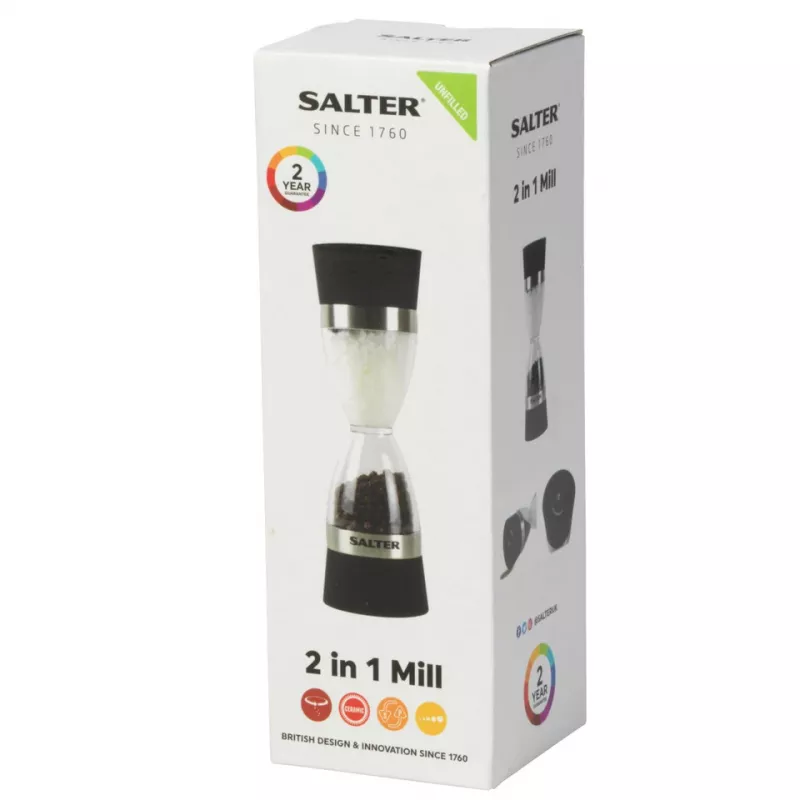 Macina sale e pepe meccanico Salter 7611 BKXRUP1 2-in-1 macinature regolabili acciaio inox