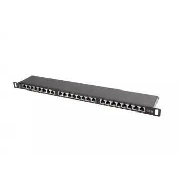 Patch panel LANBERG PPS5-0024-B 24 porte CAT5e, metallo, 0,5 U, 445×99×22,3 mm, nero