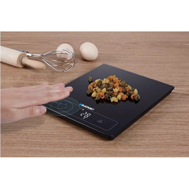 Bilancia da cucina elettronica BLAUPUNKT FKS701 — vetro temperato, 15 kg, precisione 1 g, display touch