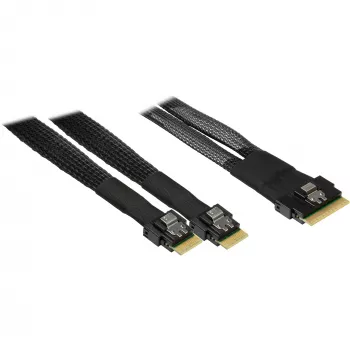 INTER-TECH cavo SFF-8654-8i a 2× SFF-8654-4i, 70 cm cavo split interno