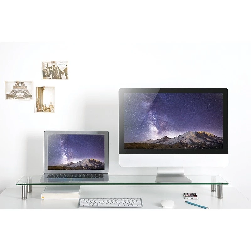 Rialzo per monitor con piano in vetro lungo 1000 mm