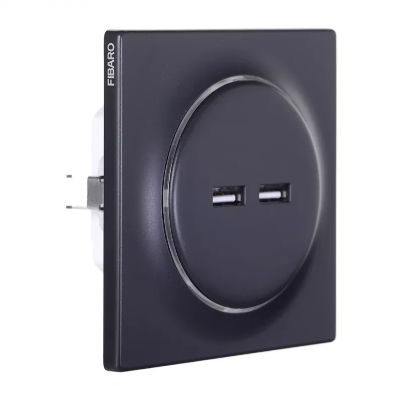 Fibaro FGWU-021-8 presa 2x USB nero