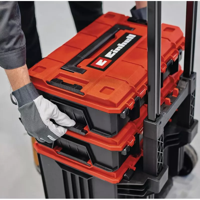 Valigetta per attrezzi Einhell E-Case Tower nero rosso polipropilene resistente al calore protezione dagli schizzi