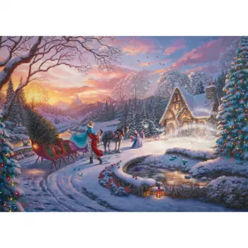 Thomas Kinkade Studios: Disney Dreams Collection - Cinderella Bringing Home the Tree, puzzle 1000 pezzi