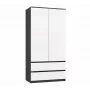 Armadio top e shop MALWA SS-90, 90×180×50 cm, telaio antracite, ante battenti bianche, 2 cassetti, laminato 16 mm