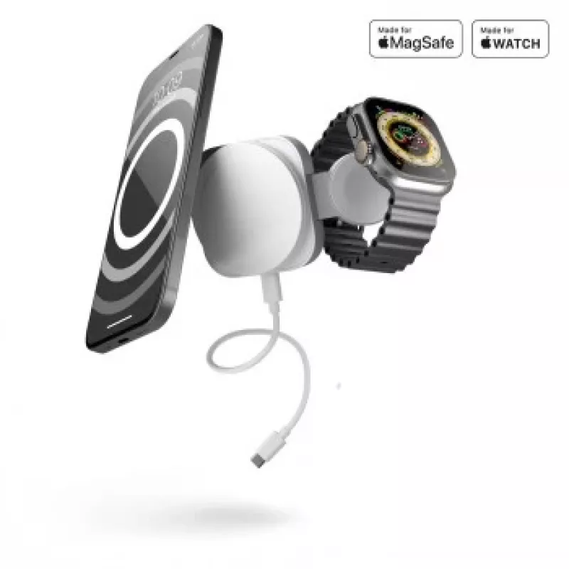 ZENS caricatore da viaggio 2-IN-1 MAGSAFE + WATCH BIANCO