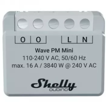 Interruttore intelligente Shelly Qubino Wave PM Mini grigio, wireless, 110–240 V, 16 A, 24–30 V DC, 868,4 MHz