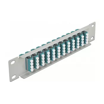 Patch panel fibra ottica DeLOCK 10 pollici 12 porte LC quad acqua 1U grigio