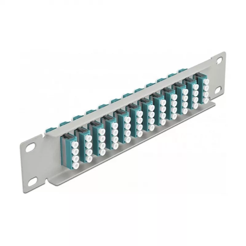 Patch panel fibra ottica DeLOCK 10 pollici 12 porte LC quad acqua 1U grigio