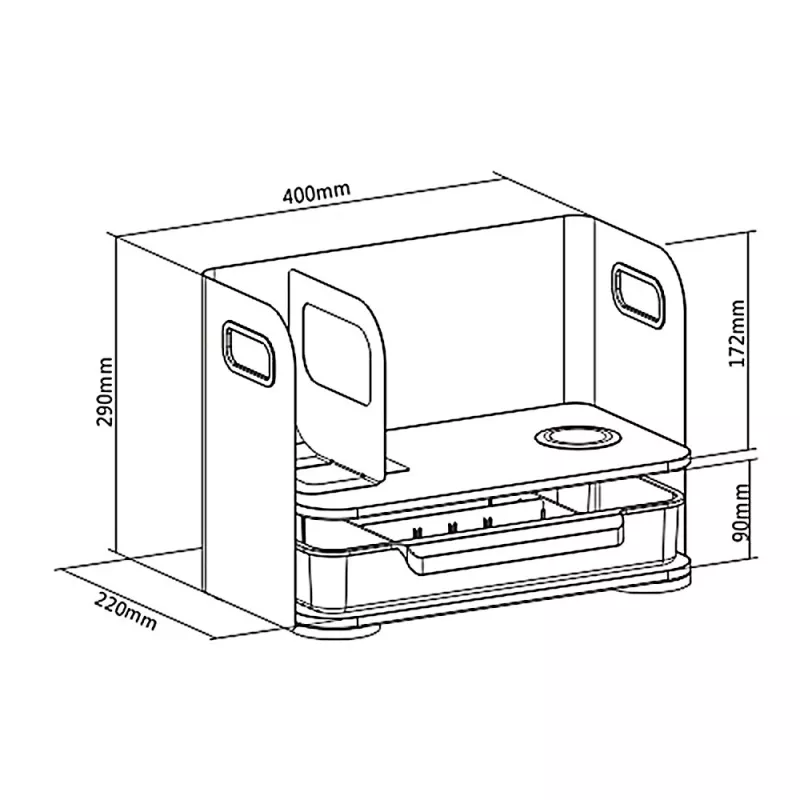 Organizer da scrivania con cassetto e caricabatterie wireless Ergo Office, bianco, max. 10kg, ER-441