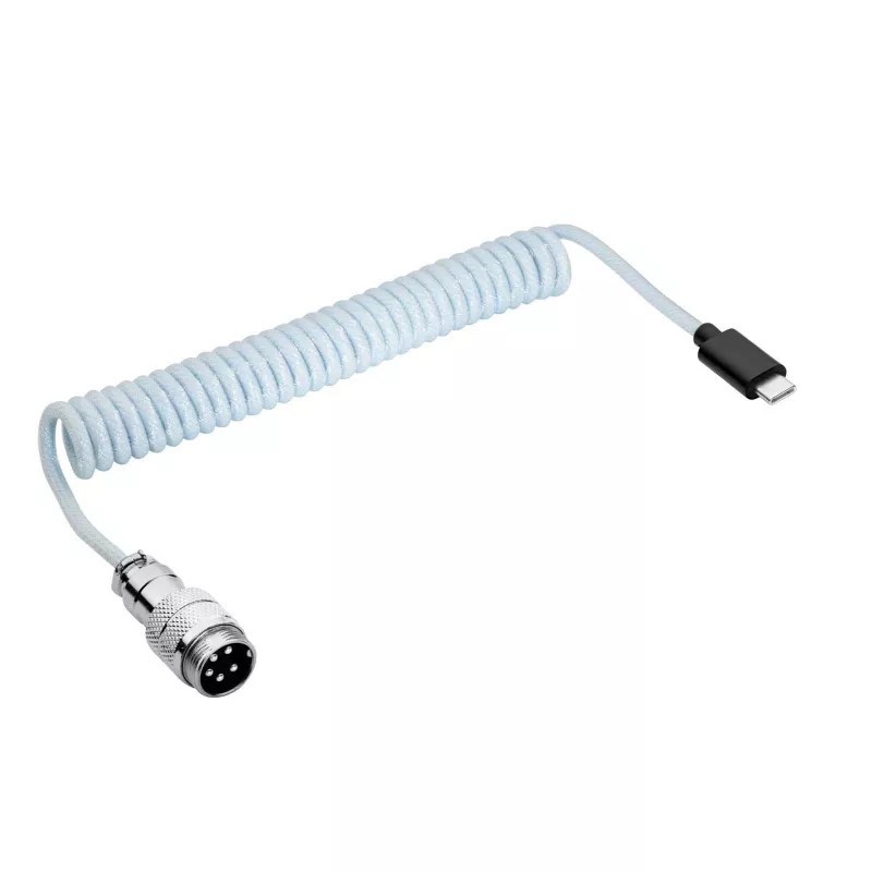 Cavo spiralato Aviator USB-C a USB-C Akyga AK-USB-49 con connettore GX16, USB 2.0, 3 m, bianco