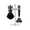 ZWILLING CLASSIC set da barba 3 pezzi con rasoio a mano libera, pennello e supporto - nero