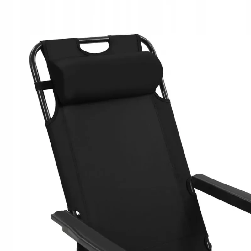 Sedia lounge da giardino pieghevole Black Forest con cuscino, nero