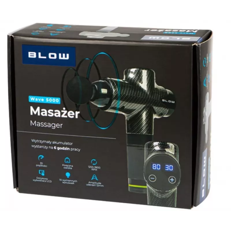 Massaggiatore BLOW Wave 5000 con 10 accessori intercambiabili e borsa da trasporto