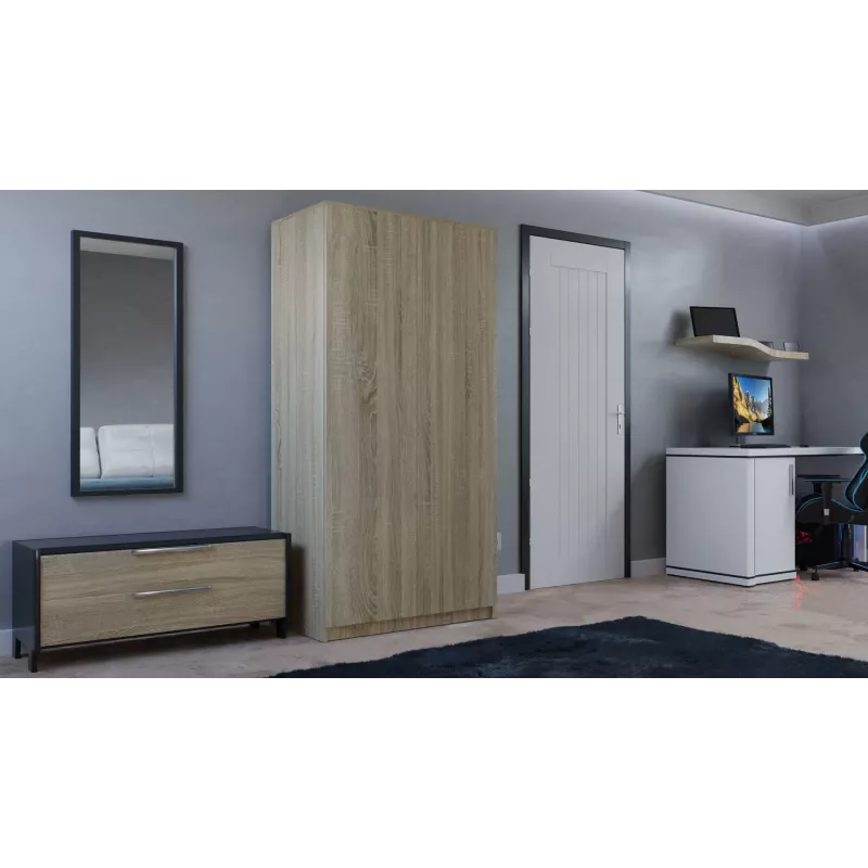 Armadio Top E Shop SD-90 SON KPL, struttura color rovere, 7 ripiani, 2 ante