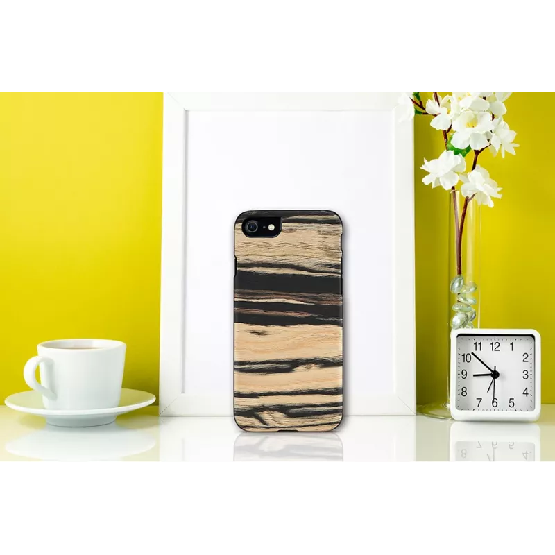 Custodia per cellulare Man and Wood per iPhone 7/8 – bianco con dettaglio in ebano nero