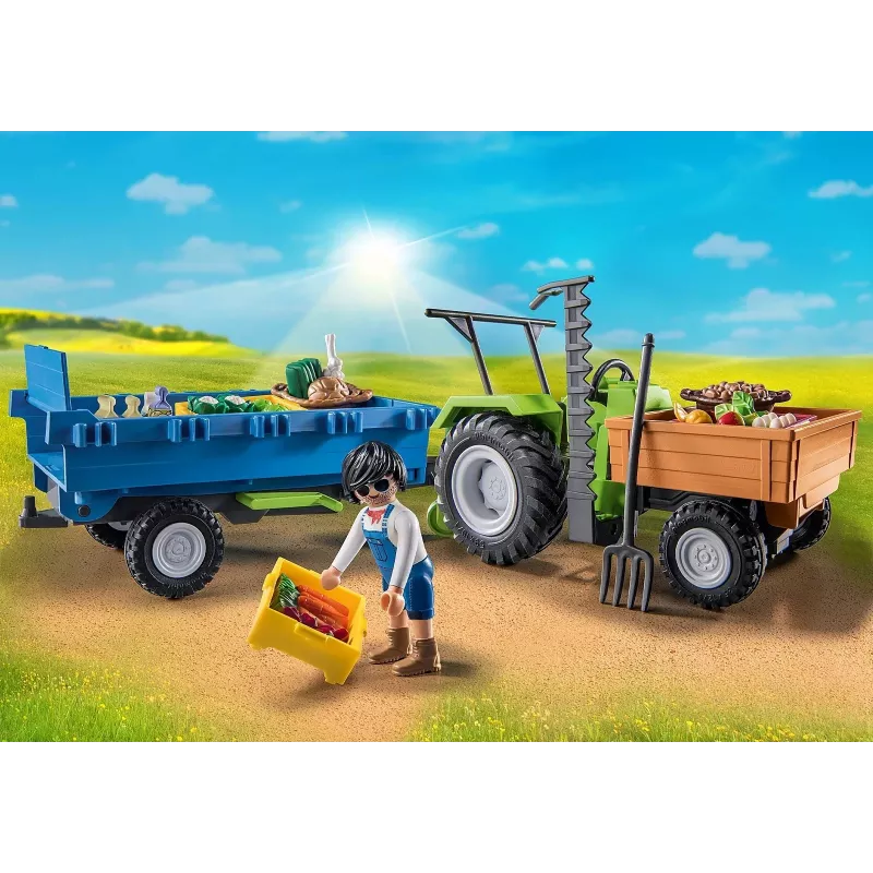 Playmobil trattore mietitrebbia con rimorchio - gioco simbolico e gioco fantasioso per bambini da 6 a 9 anni - Fat Brain Toys