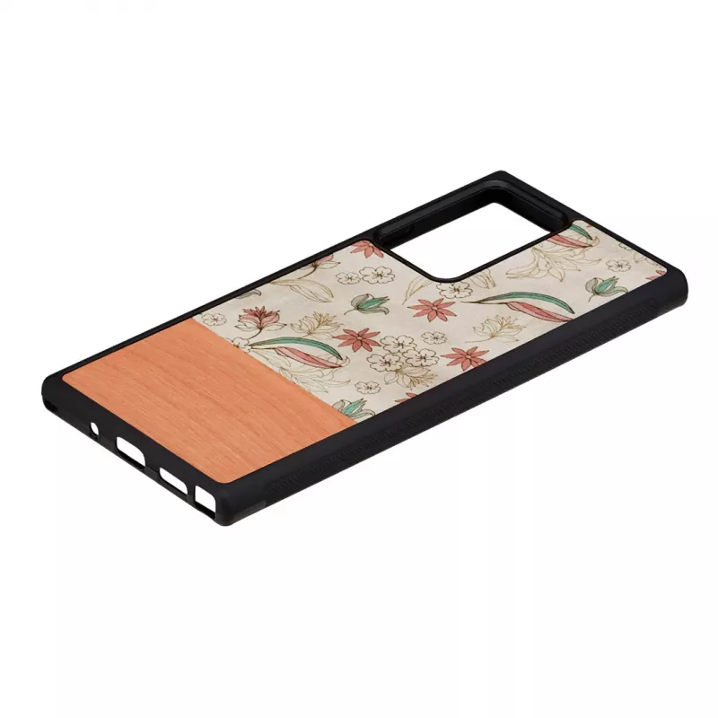 Custodia protettiva man and wood per Samsung Galaxy Note 20 Ultra — fiore rosa su nero