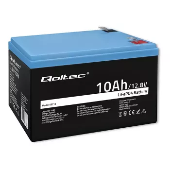Batteria ricaricabile LiFePO4 QOLTEC 10Ah 12,8V 128Wh con BMS integrato