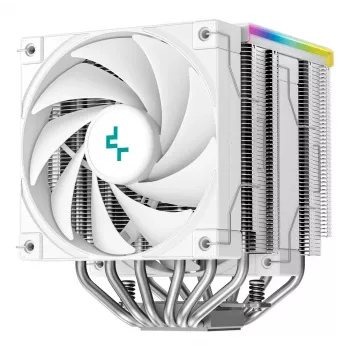 Dissipatore ad aria DeepCool AK620 Digital SE White — due ventole da 120 mm, 6 heatpipe, PWM, supporto LGA-1700, display integrato