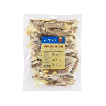 Snack da masticare per cani PETMEX orecchio di coniglio con pelo 500 g – snack naturale gusto coniglio da masticare per cani adulti