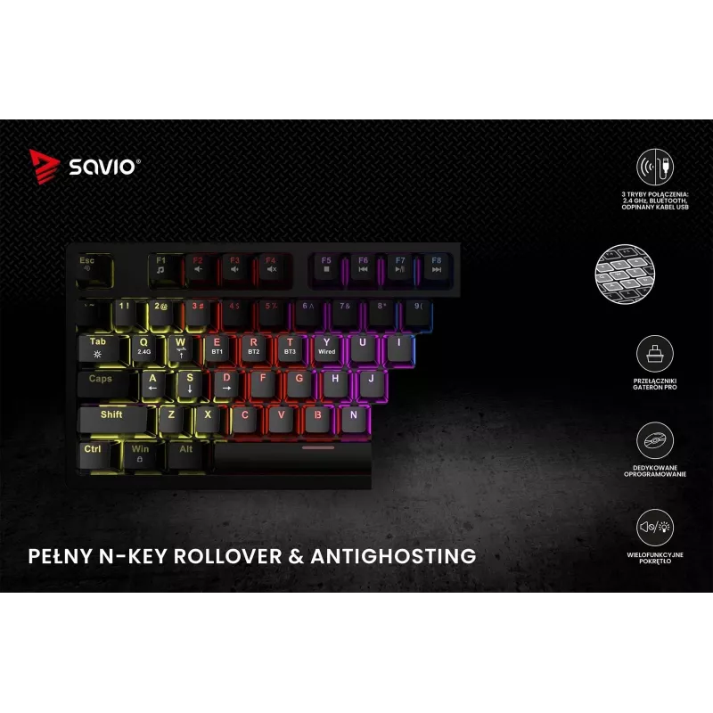 Tastiera gaming Savio Phenix SAVGK-RED USB RF Wireless Bluetooth QWERTY