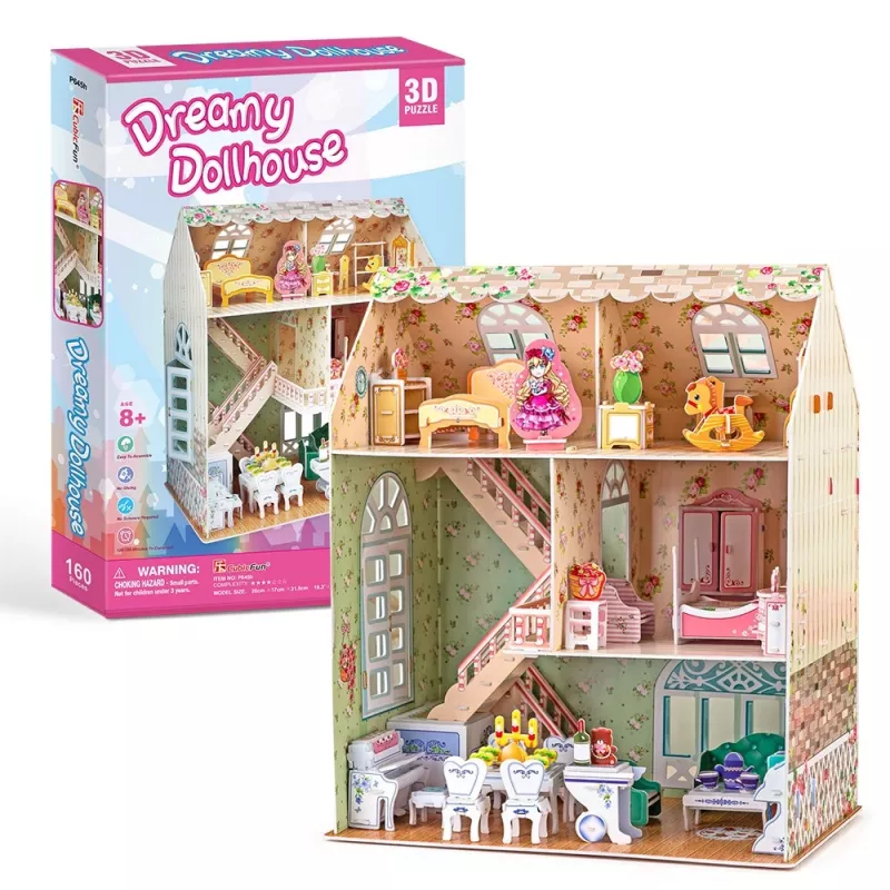 Kit di montaggio casa delle bambole CubicFun P645H — assemblaggio 3D in carta/cartone, Dreamy