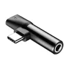 Adattatore audio Baseus USB-C a minijack 3,5 mm + USB-C (nero)