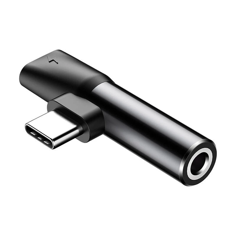 Adattatore audio Baseus USB-C a minijack 3,5 mm + USB-C (nero)